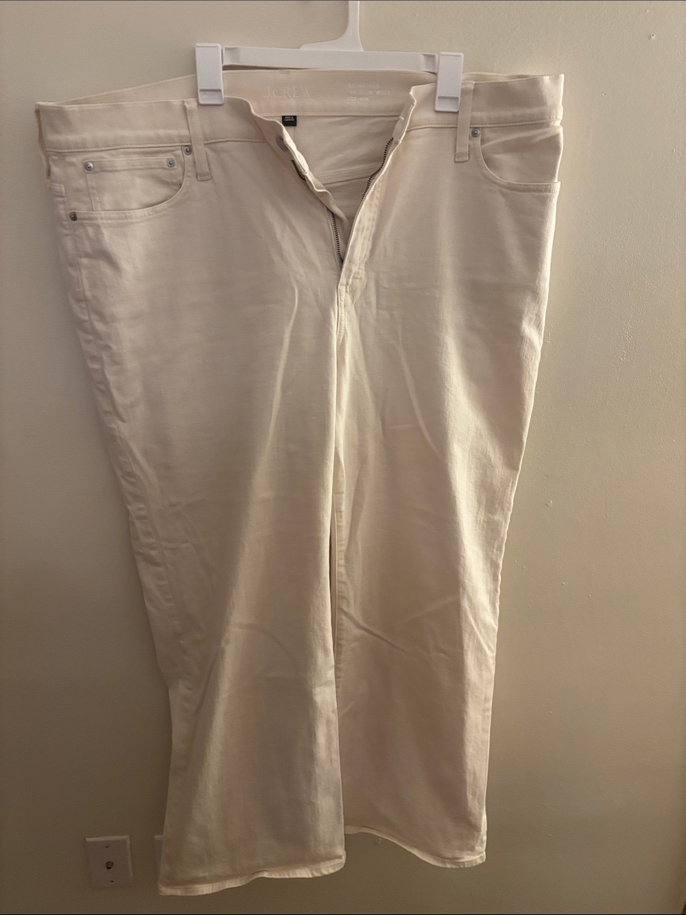 J.Crew Full Length Slim Wide Ecru Jeans